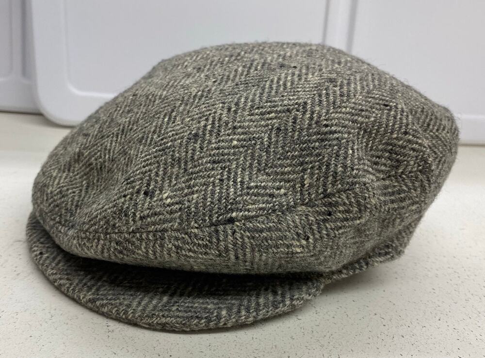 VTG Men Donegal Tweed Handwoven wool newsboy hat cap, 7